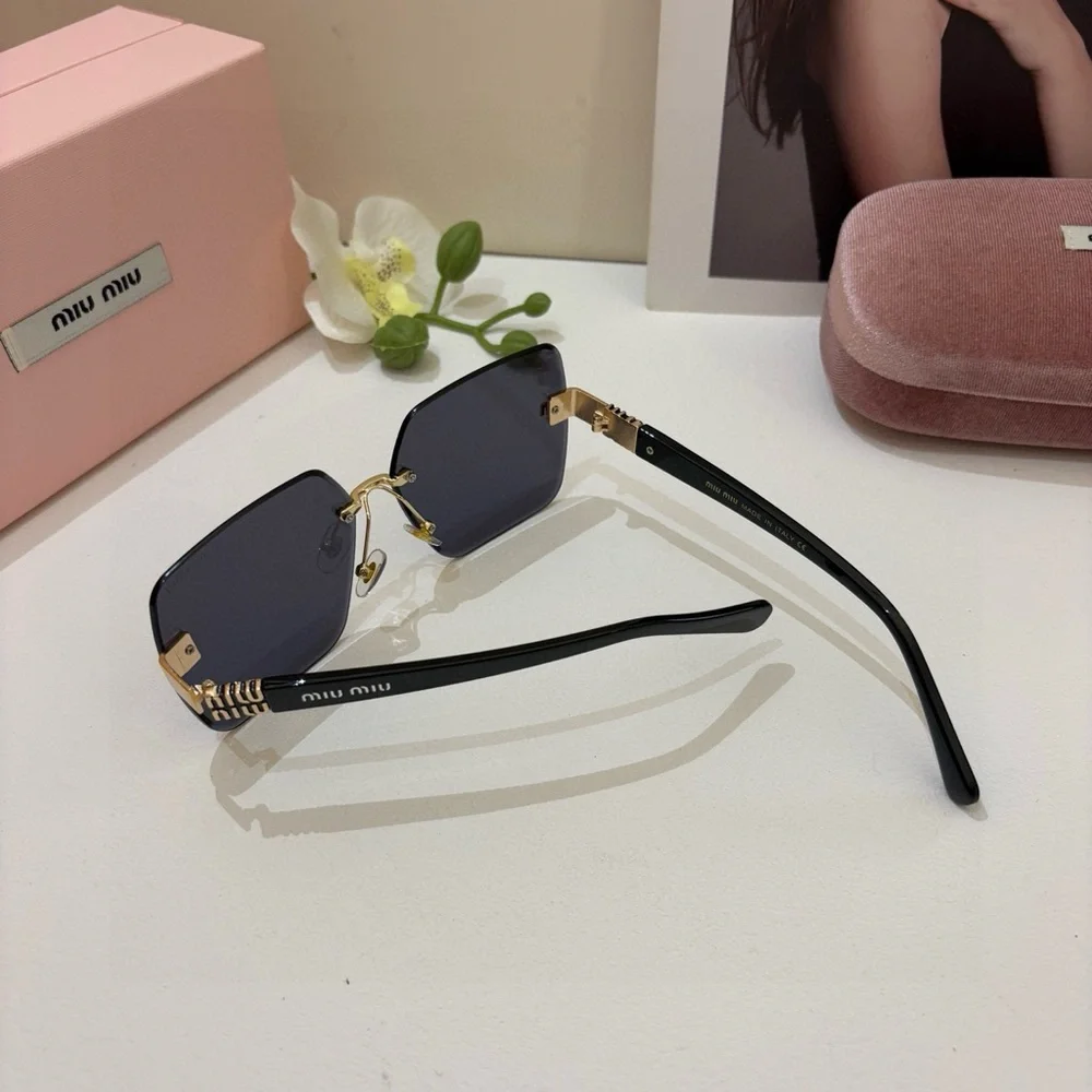 Miu Miu Black and Gold Square Sunglasses - Picture 5 of 8